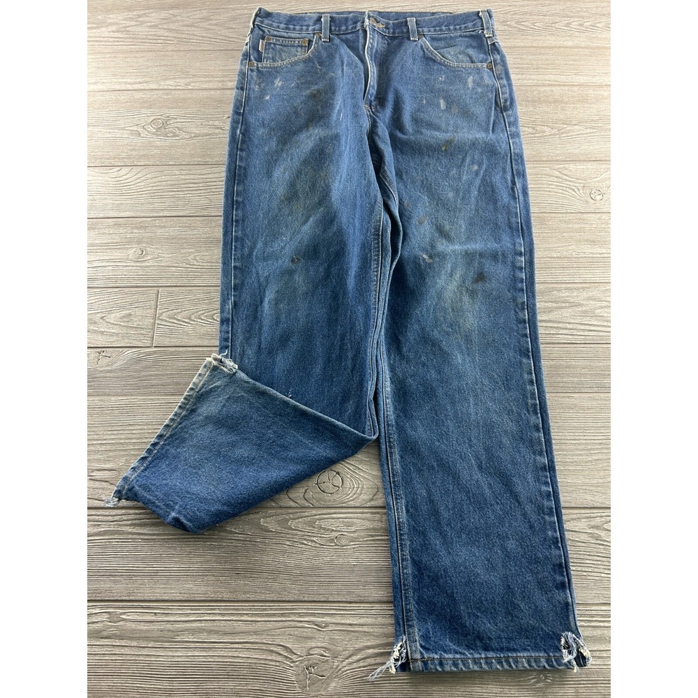 Carhartt B160-DST Relaxed Fit Straight Baggy Blue Jeans Work Mens Size 36X32